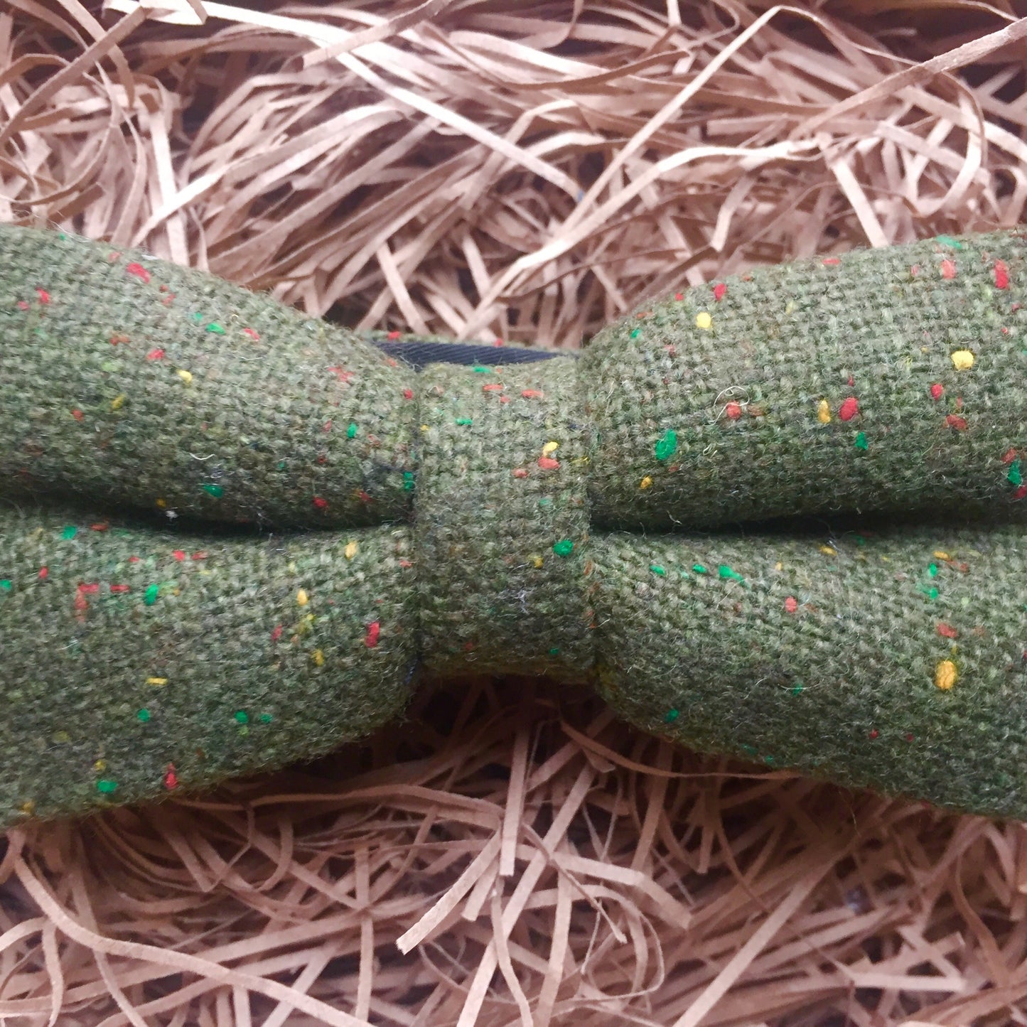 A green wool bow tie for men