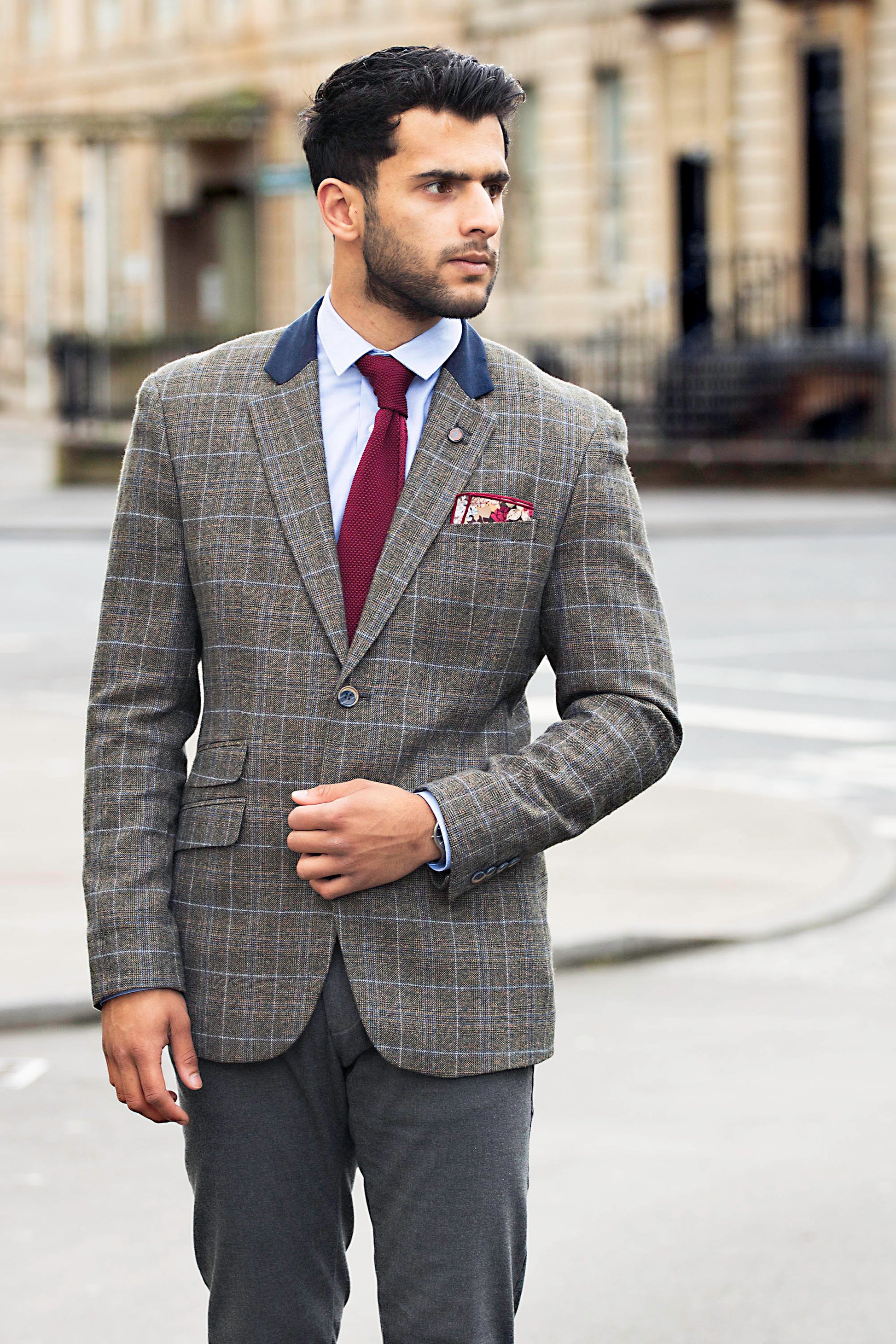 The  Mulberry Red Knitted Necktie & Amaryllis Pocket Square: Red Knitted Necktie, Mulberry Tie, Floral Pocket Square, Ties for Men,